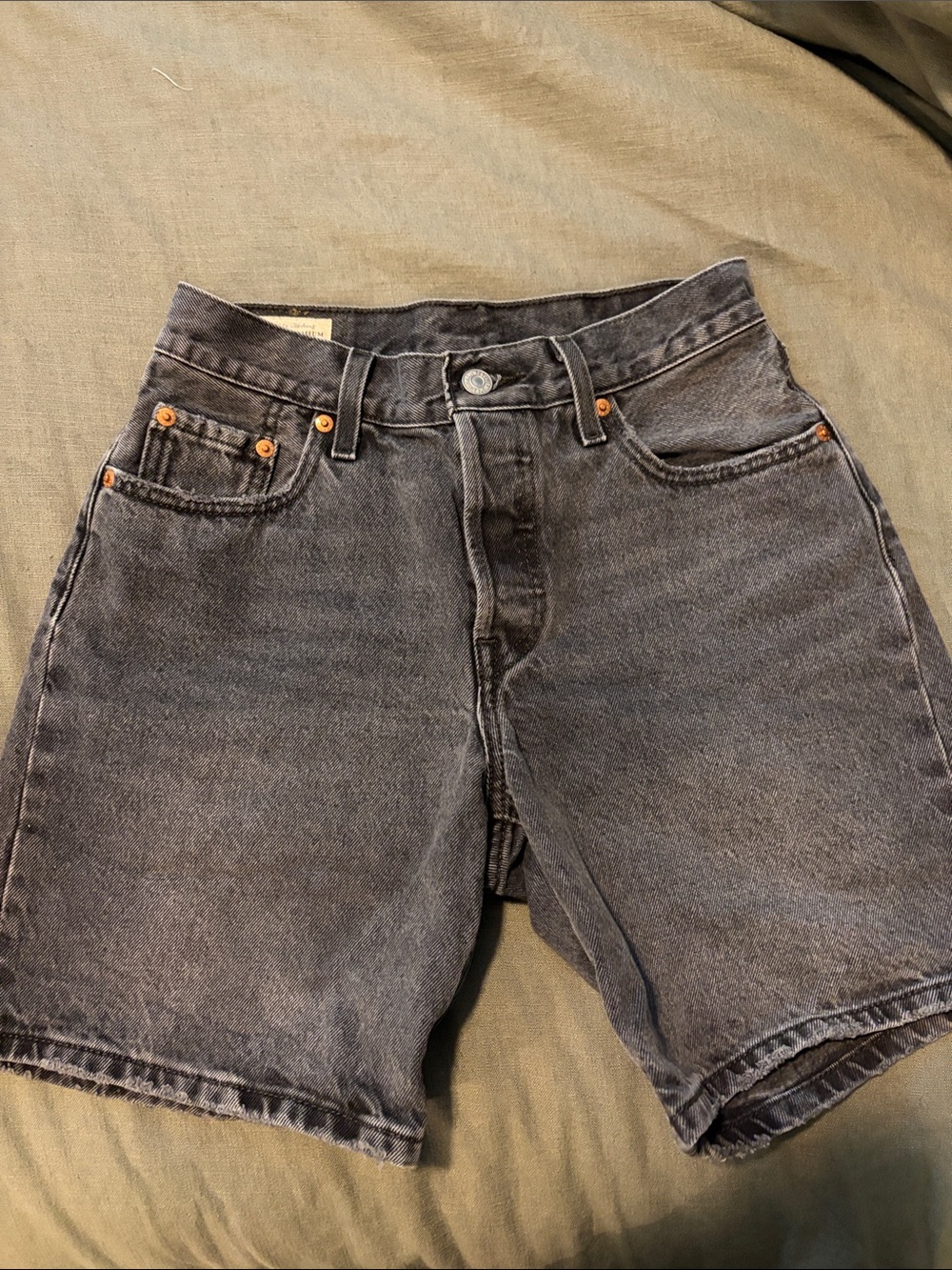 Levi's Washed Black Denim Shorts with Copper Rivets